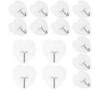 FONDOTIN Ganchos Autoadhesivos Transparentes en Forma de Corazón, 20 Unidades, Resistentes Marcas, para Colgar Toallas, Abrigos y Decoraciones en Baño, Cocina y Hogar