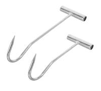 FONDOTIN Ganchos Metálicos de Elevación para Tapas de Alcantarilla 2 Piezas 30° y 20° Mango T Gancho Resistente Multiusos para Levantar Tapas Puertas Enrollables y Procesamiento de