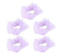 FONDOTIN Gomas Pelo 5 Unidades Tamaño Grande de Organza Morada, Coletero para Mujer, Lazos Sencillos para Cabello, Accesorios Ligeros para Uso Diario y Verano