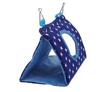 FONDOTIN Hamaca para Loros Colgante Cálida De Algodón, Cama Nido para Pájaros Tamaño s Azul Estrellas, Accesorio para Jaulas Adecuado para Periquitos y Cacatúas En Invierno
