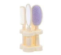 FONDOTIN Juego de 4 Peines Multifunción para Cabello Color Claro Set Profesional con Peine Liso Cepillo Plano Masajeador Espejo Portátil Adecuado para Cuidado Diario y Peinado en Casa