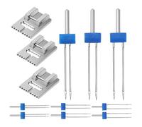 FONDOTIN Juego de Agujas Dobles para Máquina de Coser 2/90 3/90 4/90 con Prensatelas de Acero y Compatibilidad para Bordado y Reparación de Telas