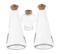 FONDOTIN Juego de Ceremonia de Arena para Bodas 3 Botellas de Vidrio Transparente, Tapón de Corcho, Miniaturas Decorativas en Forma de Corazón, Adecuado para Decoración y Regalos de Boda
