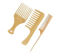 FONDOTIN Juego de Peines de Bambú para Cabello Masculino Dientes Anchos y Mango Ergonómico Que No Daña el Cuero Cabelludo y Alivia el Cabello