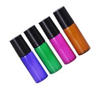 FONDOTIN Kit de 4 Botellas de Viaje de Vidrio de 5ml, Portátiles Prueba de Fugas, Ideales para Loción y Perfume en Uso al Aire Libre y Viajes Color Aleatorio