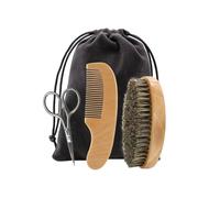 FONDOTIN Kit de Cuidado de para Hombre Tijeras Peluquero Cepillo con Cerdas Suaves Peine para Peinar Completo para Estilizar y Saludable