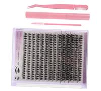 FONDOTIN Kit de Extensión de Pestañas DIY Realistas y Hermosas con Pinzas Curvas, Removedor de Pegamento y Cepillo Portátil para Aplicación Propia en Color Rosa