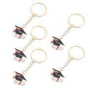 FONDOTIN Llaveros de Graduación de Metal Colgante de Gorro de Doctor, 5 Piezas, Diseño Ligero, Resistente y Creativo, Decoración para Estudiantes, Adecuado para Mochilas y Bolsos