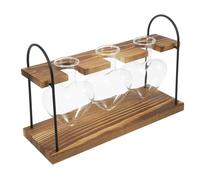 FONDOTIN Macetero de Forma de Corazón con Soporte de Madera para Plantas Hidropónicas Jarrón Transparente Decorativo para Centro de Mesa Hogar y Oficina
