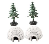 FONDOTIN Maqueta Mini Casa De Hielo 4 Piezas Plástico Resistente Figuras Decorativas Árbol De Navidad Decoración Mesa De Arena Hogar