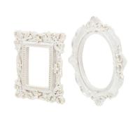FONDOTIN Marcos de Fotos Decorativos Vintage para Escritorio Set de 2 Piezas 1 Ovalado y 1 Cuadrado Color Perla Multifuncionales para Decoración y Fondo Fotográfico Aptos para