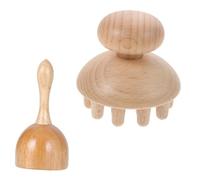 FONDOTIN Masajeador De Taza De Madera 2 Piezas Set Masaje Manual Práctico Cepillo Para Hogar Terapia Multifunción Cuerpo Relajación
