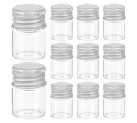 FONDOTIN Mini Botellas de Vidrio Transparente 5 Ml Tapas de Aluminio Plateadas, Paquete de 100 Unidades, Frascos Pequeños para Aceites Esenciales, Viajes y Manualidades