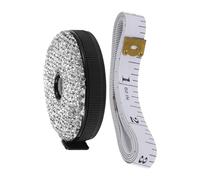 FONDOTIN Mini Cinta Métrica Retráctil de Tela Doble Cara 1,5 M con Gemas de Imitación de Color Claro para Costura y Medición Corporal, Flexible y Portátil Adecuado para