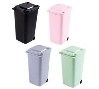FONDOTIN Mini Cubo De Basura De Plástico Para Escritorio 10x10 Cm, Ligero y Reutilizable, Caja De Almacenamiento De Residuos Para Hogar y Oficina, Pack De 4 Unidades Colores Aleatorios