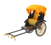 FONDOTIN Modelo de Triciclo Amarillo Vintage Toldo Retro Miniatura de Bicicleta de Tres Ruedas Metálica Adorno Decorativo para Escritorio y Hogar Figura Coleccionable de Rickshaw