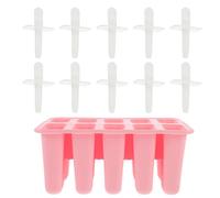 FONDOTIN Molde para Paletas de Hielo de Silicona Alimentaria 10 Cavidades Color Rosa Reutilizable y Fácil de Limpiar Adecuado para Hacer Helados Caseros y Postres Congelados en Cocina