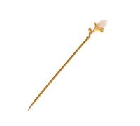 FONDOTIN Palillo Cabello Vintage Dorado, 1 Unidad, Tamaño Mediano, Diseño Floral De Tulipán y Magnolia, Accesorio Para Moños Femenino, Uso Formal y Diario, Horquilla Lisa Para Cabello Grueso