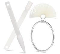 FONDOTIN Palitos de Muestra de Uñas Abanico 200 Unidades Plástico Resistente Natural con Anillo Metal para Practicar Consejos Arte Uñas Salones y Profesionales