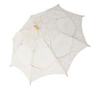 FONDOTIN Paraguas de Encaje Grande para Fotografía Accesorio Vintage para Bodas y Danza Infantil Sombrilla de Algodón Estructura de Madera Parasol Decorativo para Sesiones