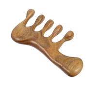 FONDOTIN Peine de Madera Natural de Cinco Dientes para Masaje de Meridianos Peine Portátil para Masajeador de Cuero Cabelludo Cepillo Ergonómico sin Mango para Cabello Recto y Rizado