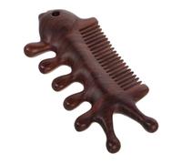 FONDOTIN Peine Masajeador de Madera de Sándalo Natural para Cabelludo y Cuerpo Diseño Dual con Dientes Anchos para Cabello Rizado Relajación Facial y Alivio de Cuello y Hombros