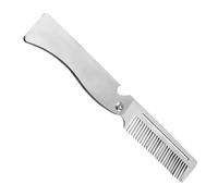 FONDOTIN Peine Plegable para Barba y Cabello Hombre Grande Acero Inoxidable Antiestático Peine de Bolsillo Compacto para Viajes y Cuidado Personal Diario Portátil para Entrenamiento al