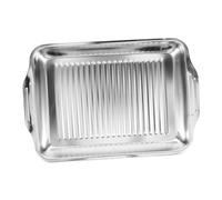 FONDOTIN Plato Rectangular Inoxidable para Asar Pescado Bandeja Multiusos para Cocinas de Inducción y Resistente y Duradera para Asar y Servir Snacks