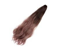 FONDOTIN Postizo de Pelo con Clip Invisible Coleta Ondulada Degradada Marrón y Rosa Peluca Natural para Mujer y Chica para Fiestas y Uso Diario