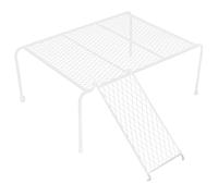 FONDOTIN Rampa de Escalera para Gallinero Plataforma de Malla de Hierro, Soporte para Comedero de Pollitos, Tamaño Pequeño White, para Gallinas, Actividad Física y Varios Estilos