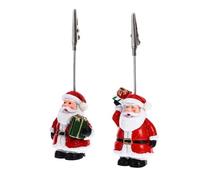 FONDOTIN Set de 2 Clips para Tarjetas Navideñas de Resina Diseño de Personajes Sujetapapeles Decorativos para Fotos y Notas Accesorios Festivos para Oficina y Hogar