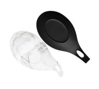 FONDOTIN Soporte para Cuchara de Silicona 2 Piezas Negro y Mármol Antideslizante y Resistente al Calor Adecuado para Encimera y Estufa Cocina Doméstica