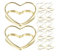 FONDOTIN Soporte para Notas Forma de Corazón Dorado Clip Metálico Doble Corazón Portatarjetas y Portafotos para Oficina Bodas Fiestas y Organización de Mesa Pack de 25 Unidades