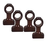 FONDOTIN Soportes para Barras de Cortina de Madera 28 Mm, Soporte Central Orificio, Color Café Oscuro, 4 Piezas, para Instalación en Pared en Salón, Dormitorio y Cocina