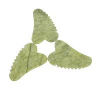 FONDOTIN Tabla de Masaje Facial Gua Sha de Jade Verde, Set de 3 Piezas, Forma Corazón Grande, Herramienta para Cuidado Facial, Masaje de Meridianos, Uso en Casa y Viaje