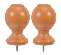 FONDOTIN Tapas de Extremo de Barra de Cortina de Madera para Varilla Romana de 29 Mm, Remates Decorativos Ajustables en Color Madera Natural, 2 Piezas, Accesorios para Decoración