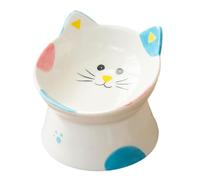 FONDOTIN Tazón para Gatos y Gatitos Cerámica con Protección para Cuello Plato Inclinado Antivómitos Cuenco Estable y Antideslizante para Alimentación y Agua de Mascotas