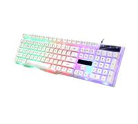 FONDOTIN Teclado y Ratón USB Retroiluminados para Juegos, Conjunto Cable, Diseño Ergonómico, Color Blanco Arcoíris, para Computadoras De Escritorio y Portátiles, Uso Diario y Gaming