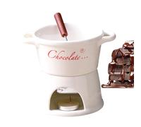 Fondue Cup - Chocolate Hot Pot Cup, Ceramic Butter Warmer With Fork | Personal Fondue Coffee Mug Warmer Use For Sauce Candy Bread Caramel Date Night Wedding Valentine's Day Appetizer Dessert Couples