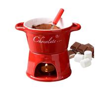 Fondue Cup - Chocolate Hot Pot Cup, Ceramic Butter Warmer With Fork | Personal Fondue Coffee Mug Warmer Use For Sauce Candy Bread Caramel Date Night Wedding Valentine's Day Appetizer Dessert Couples