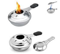 Fondue Quemador Accesorios, Quemador de alcohol de 2 piezas, quemador de pasta de acero inoxidable de 15,5 x 9,5 cm, encendedor de fondue, quemador de pasta, para fondue al aire libre, camping, picnic