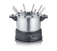 Severin - Fondue con Olla de Acero Inoxidable extraíble Apta para lavavajillas, 1.5 W, 1.4 litros, Plástico/Acero Inoxidable, Negro FO 2470