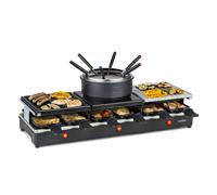 Fonduelette 1650W Raclette Grill con Fondue 12 Personas Negro