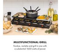 Fonduelette XL Parrilla raclette y fondue 3 en 1 Roca natural 1650W 12 personas