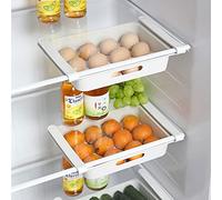 FONDUO 2 organizadores de cajones para nevera, estante de almacenamiento colgante para nevera, alimentos, frutas, verduras, cesta fresca, nevera, congelador, estante para huevos