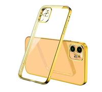 fonefunshop Case For iPhone 12 Mini Clear Silicone with Gold Edge