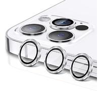 fonefunshop Compatible con iPhone 13 Pro/13 Pro Max, un juego de 3 protectores de lente de cámara de vidrio plateado