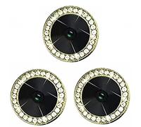 fonefunshop Compatible con iPhone 14 Pro/14 Pro Max - Un juego de 3 protectores de lente de cámara de cristal dorado con joyas