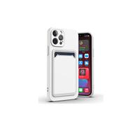 fonefunshop Funda protectora de silicona con tarjetero compatible con iPhone 14/15 en blanco
