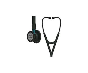 Fonendoscopio de diagnóstico 3M Littmann Cardiology IV, campana con acabado negro, tubo negro, vástago azul y auricular negro, 69 cm, 6201
